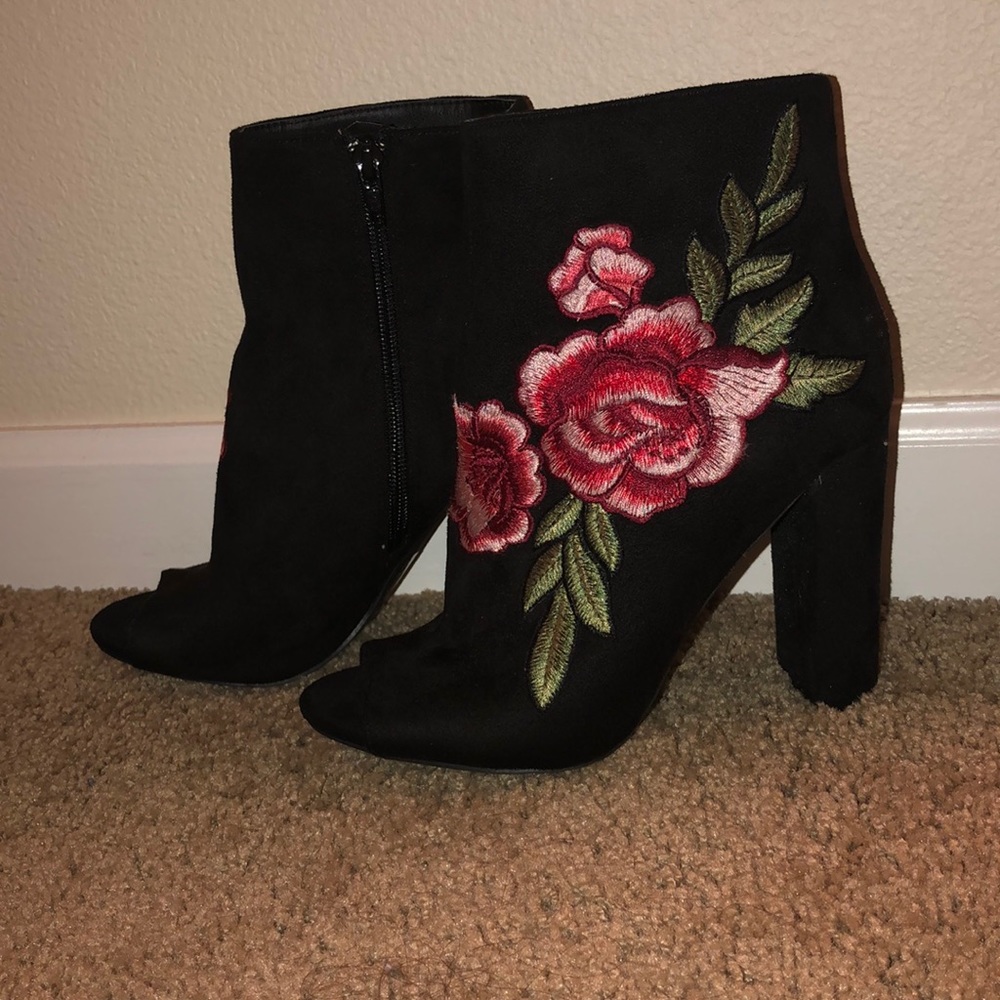New Black booties with open toe